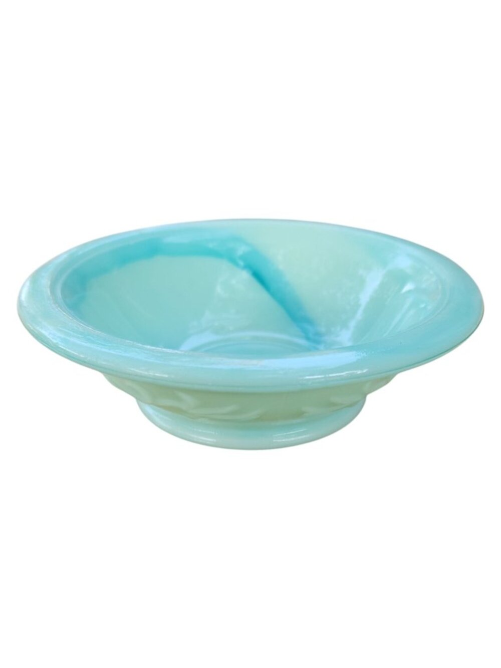 Vintage Avon Moonwind Jadeite Green Milk Glass Trinket Dish Floral 1970s